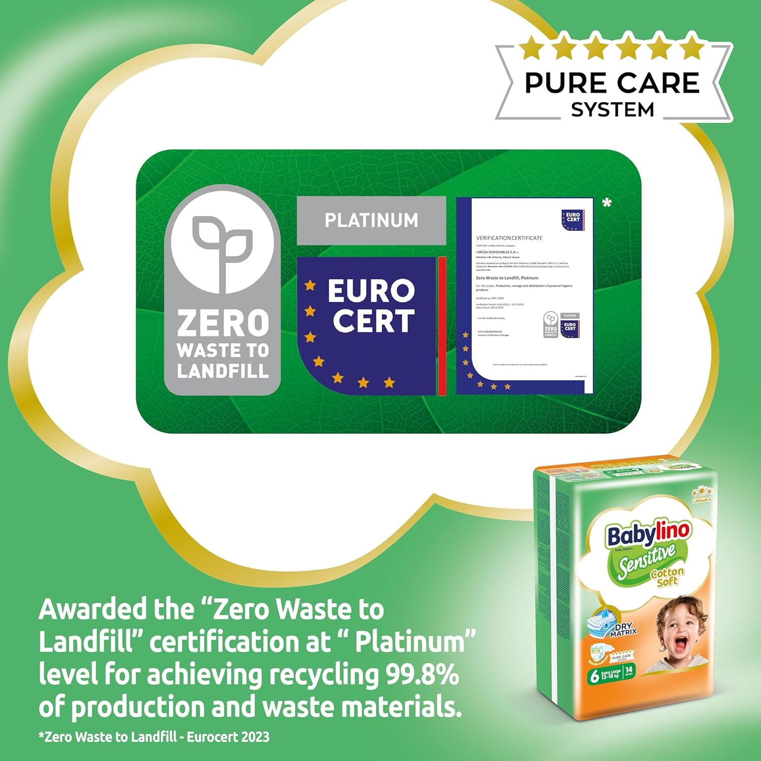 Couches pour bébés sensibles, taille 6, extra large (13-18 kg), 114 couches