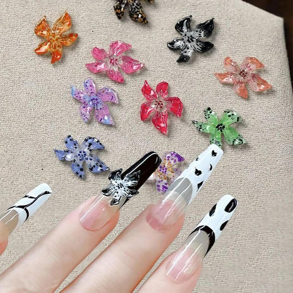 50pcs Charms d'ongles de fleurs 3D, Nail Art en gel 3D, Charms d'ongles, Bijoux d'été colorés, Accessoires d'ongles à faire soi-même, Cristaux de fleurs d'hibiscus en relief, Nail Art dégradé pour femmes