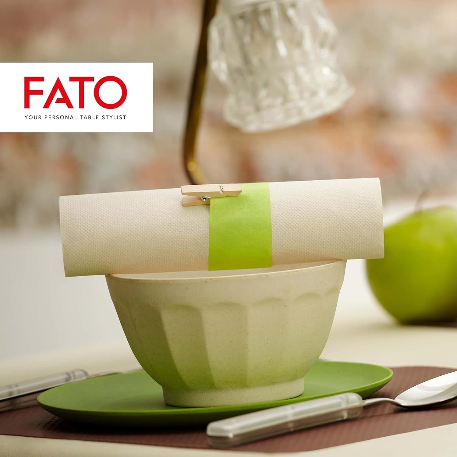 Fato - Serviettes en papier jetables naturelles à 4 plis, respectueuses de l'environnement, paquet de 40, taille 38 x 38, 2 épaisseurs, papier 100 % recyclé