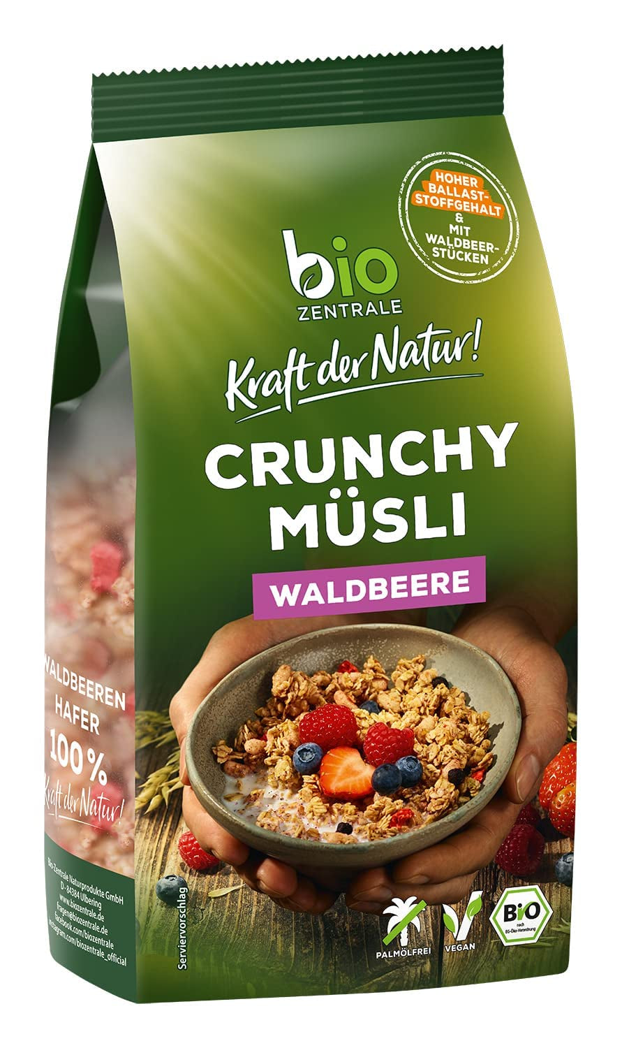 Muesli croustillant aux baies Biozentrale | 375 g de Muesli bio | Idéal pour le petit-déjeuner et votre tasse de muesli à emporter | Une alternative aux barres de muesli