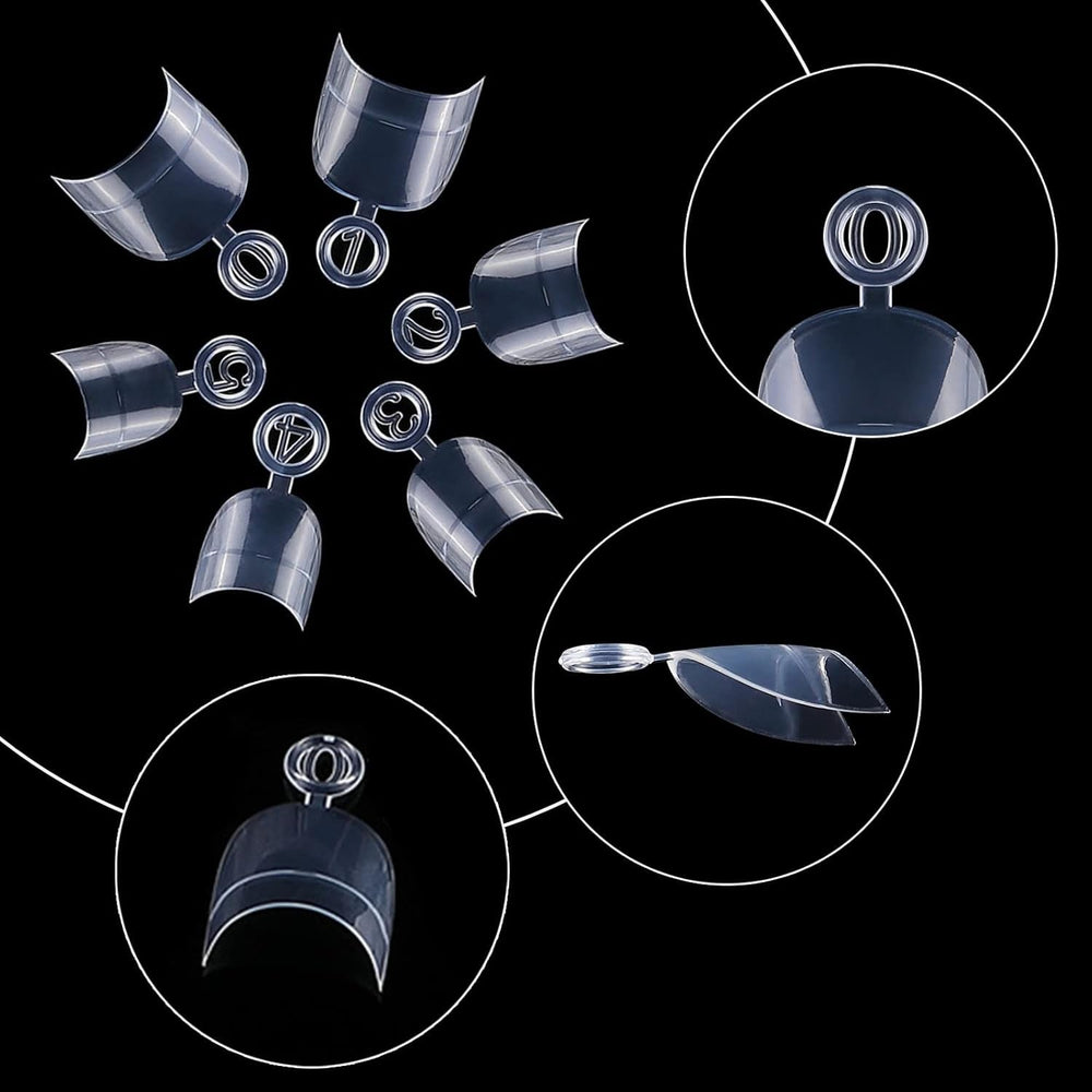 600 pièces ovales courts ongles artificiels 12 tailles demi-couverture acrylique faux ongles conseils ongles artificiels pour manucure femmes salon bricolage (transparent)