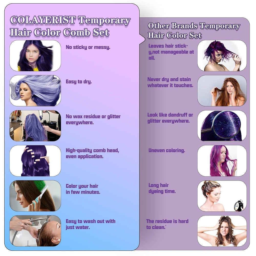 COLAYERIST Craie à Cheveux 4 Couleurs Craie à Cheveux pour Filles Adultes Ensemble de Teinture pour Cheveux Temporaire pour Enfants Craie à Cheveux Lavable Non Toxique Cadeaux pour Filles 6 7 8 9 10 11 12 13 Ans Naty Shop