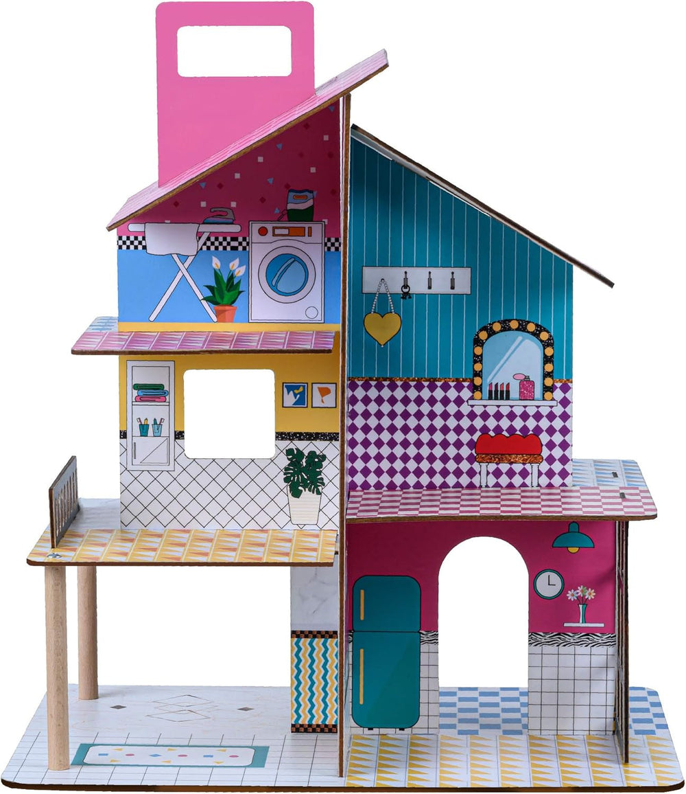 Olivia'S Little World 360 Maison de poupée en bois pour enfants Poupées 3,5" et 12 accessoires Multicolore TD-13260C Maisons de poupées Naty Shop