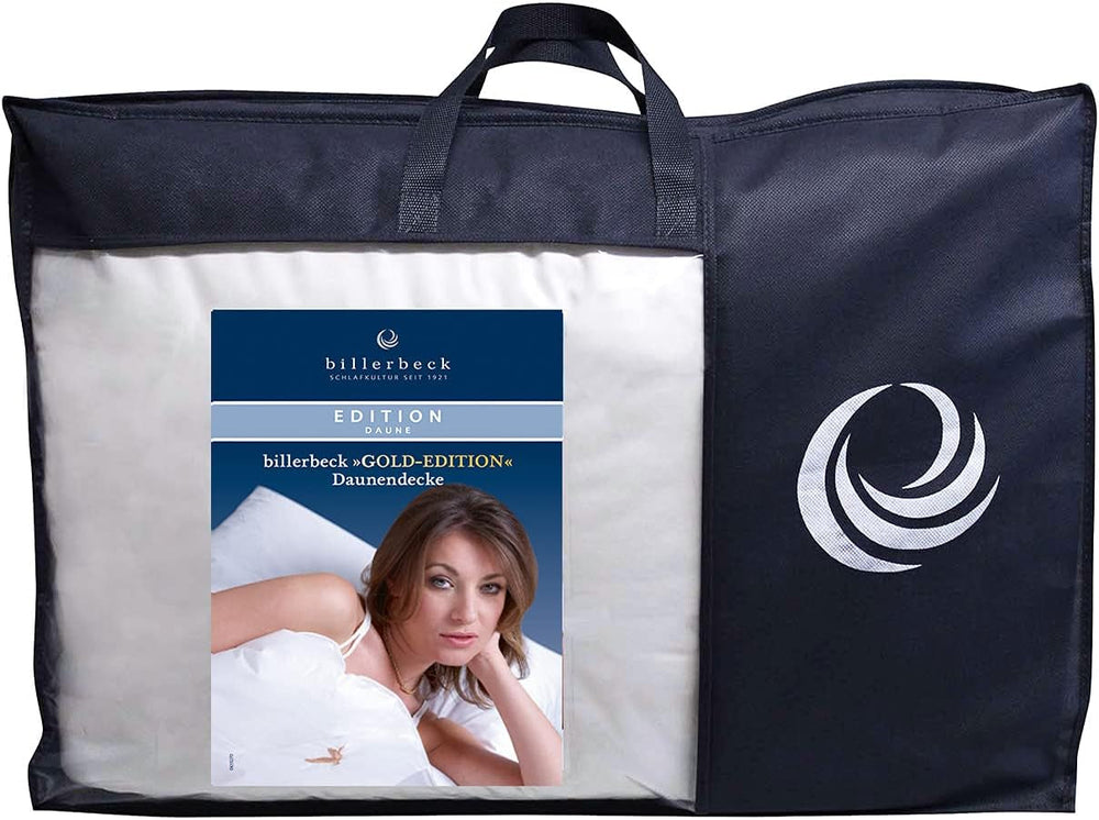 Couette en duvet Billerbeck - E04 Gold Edition - Couette toutes saisons - 135 X 200 Cm Couette en duvet véritable - Chaleur moyenne Couettes et couettes Naty Shop