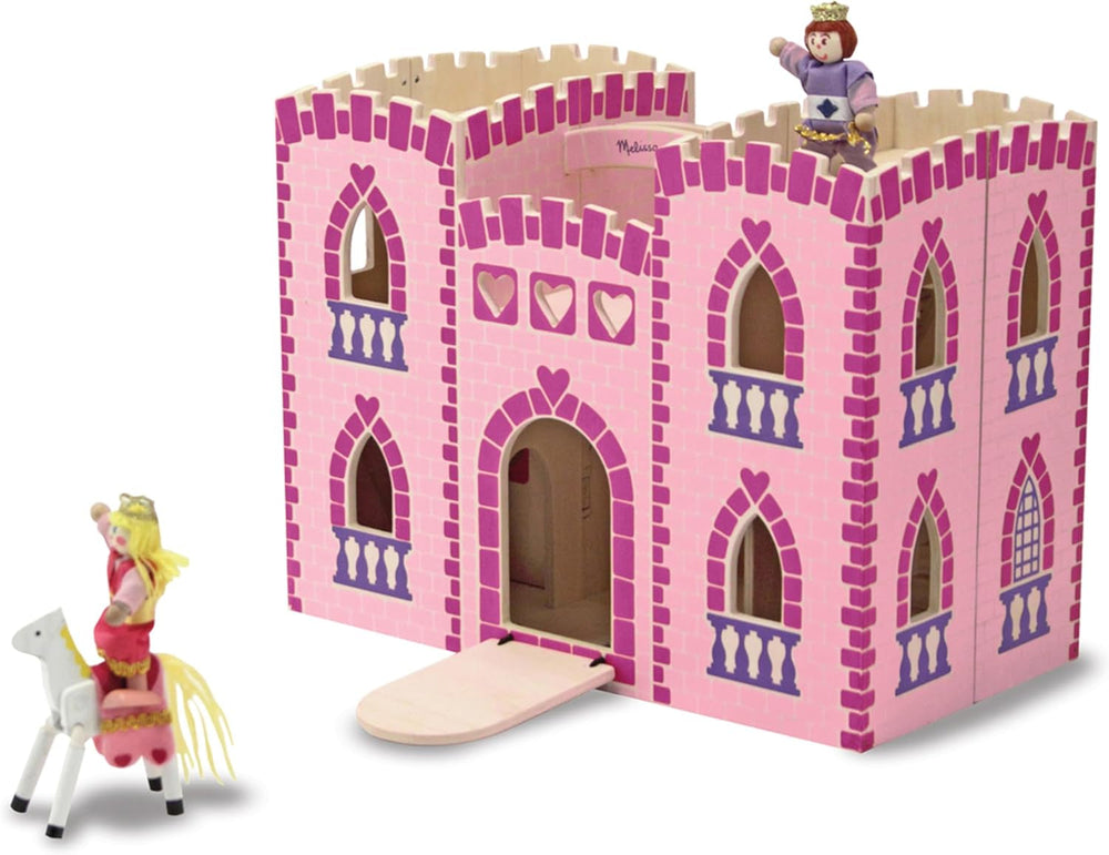 Casa de păpuși Melissa & Doug de pliat și luat cu tine | Casă de păpuși și păpuși | Playsets | 3+ | Cadou pentru băieți sau fete Casute de papusi Naty Shop Castelul prințesei Fold Go Takeaway
