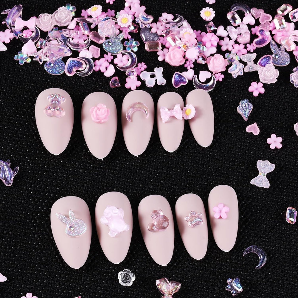 Lot de 100 breloques pour ongles Y2K en résine 3D, fleur de camélia, strass Kawaii, décorations pour nail art, motifs, accessoires de loisirs créatifs (rose)
