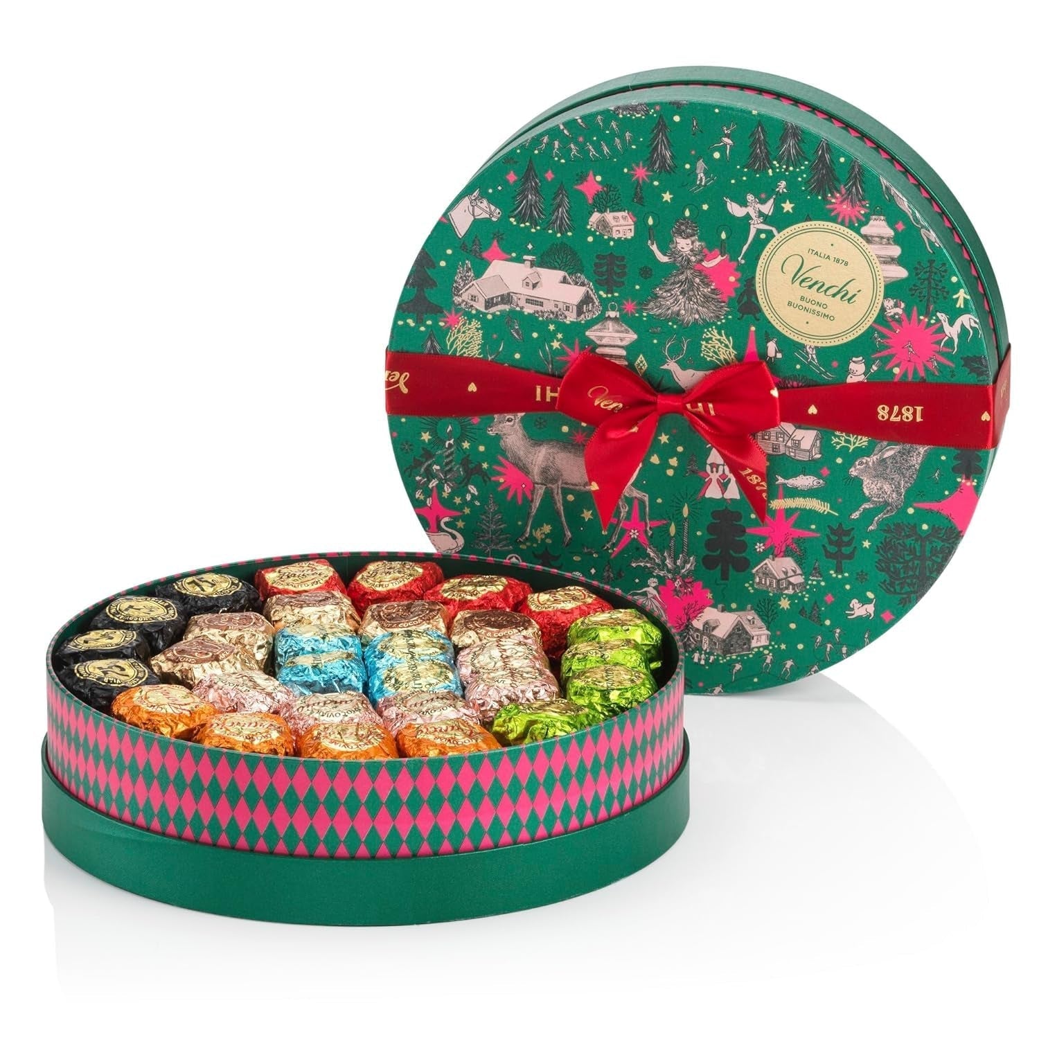 Venchi, colecția de Crăciun - Cutie cadou cu ciocolată asortată, 704 grame Bomboane de Ciocolata Naty Shop Chocoviar