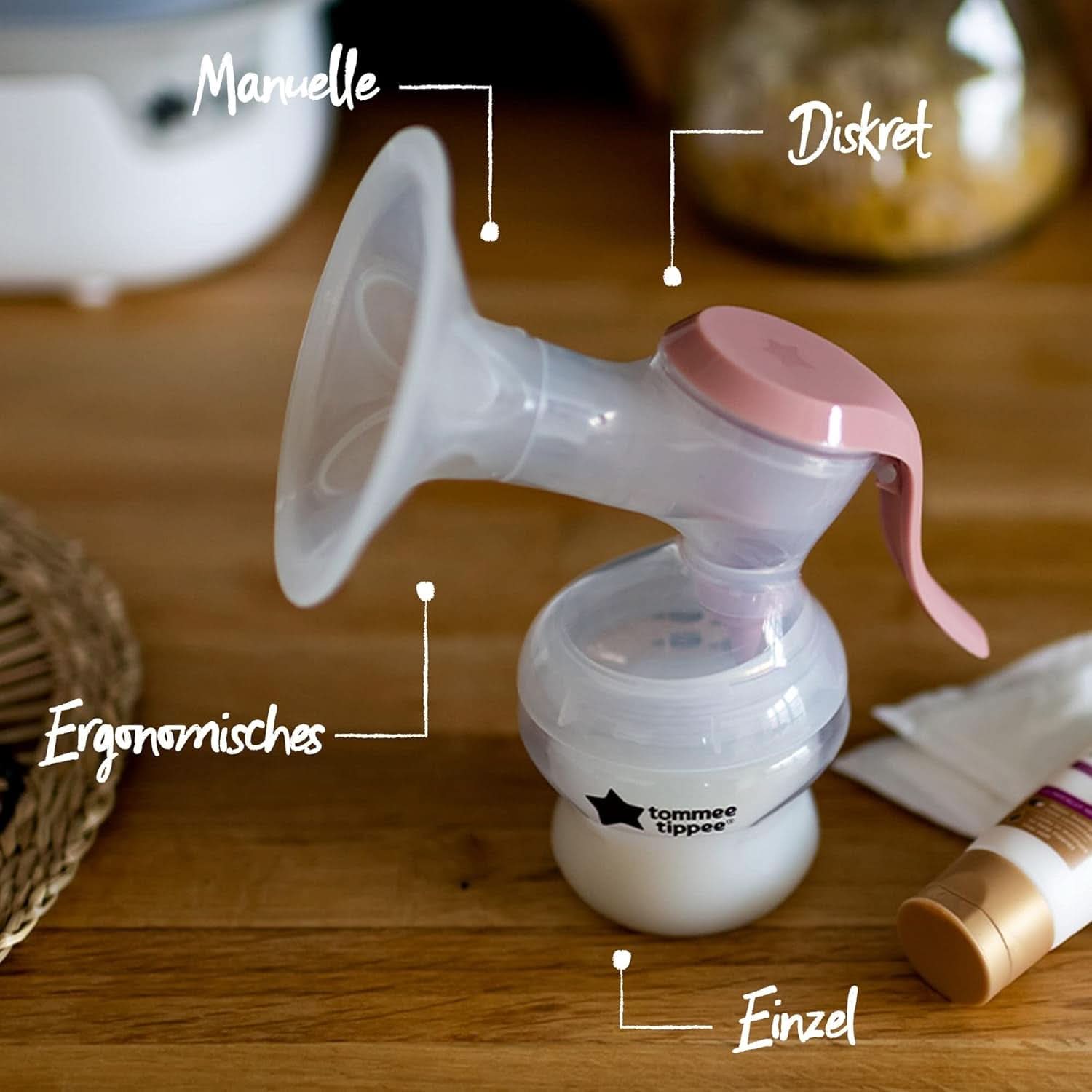 Tommee Tippee Made for Me Manuelle Einzel-Milchpumpe, Starke Saugkraft, Ergonomischer Griff, Tragbare Und Leise Milchpumpe, Samt Babyflasche Accessoires Alimentation et allaitement Bebe Naty Shop