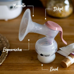 Tommee Tippee Made for Me Manuelle Einzel-Milchpumpe, Starke Saugkraft, Ergonomischer Griff, Tragbare Und Leise Milchpumpe, Samt Babyflasche Accessoires Alimentation et allaitement Bebe Naty Shop