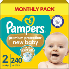 Pampers New Baby taille 1 Nouveau-né 2-5 kg ​​Pack de transport, pack de 4 (4 x 23 pièces)
