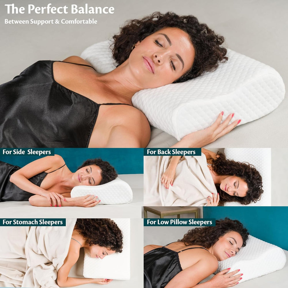 Soutien du cou Oreiller en mousse à mémoire de forme réglable en hauteur Oreiller de lit orthopédique et ergonomique Oreiller de soulagement de la douleur au cou Oreiller de soutien du cou et polyes lavables anti-ronflement. Cap Oreillers orthopédiques cervicaux Naty Shop