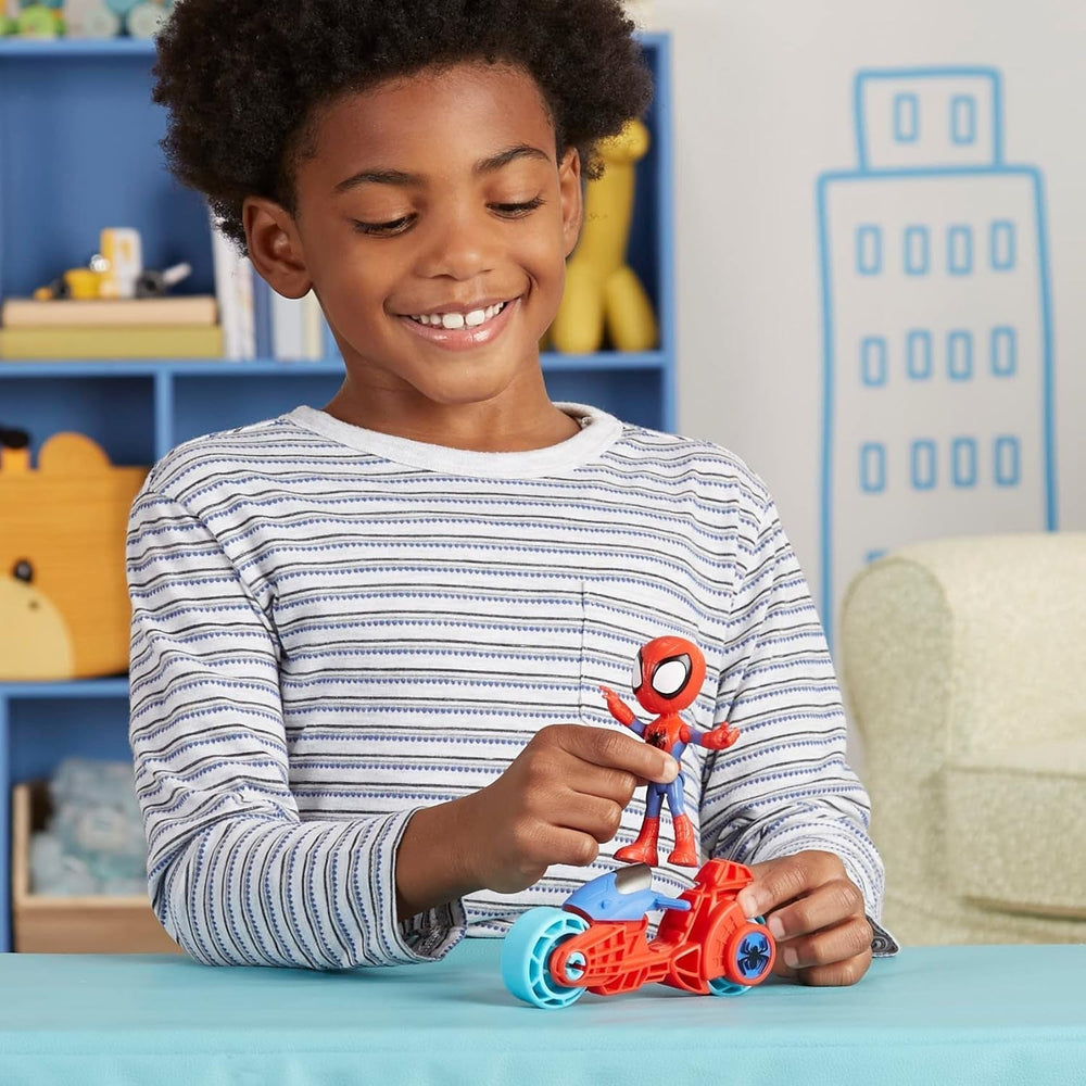 SPIDEY et SES AMAZING FRIENDS Marvel Spidey Motorcycle Figure Jouet pour garçons et filles à partir de 3 ans Figurines d'action Naty Shop