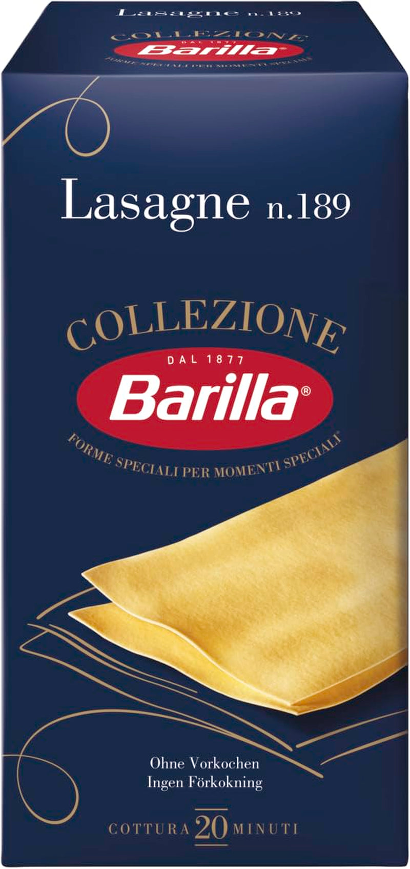 Barilla Collezione Pâtes à lasagnes au blé dur, toujours al dente, 500g