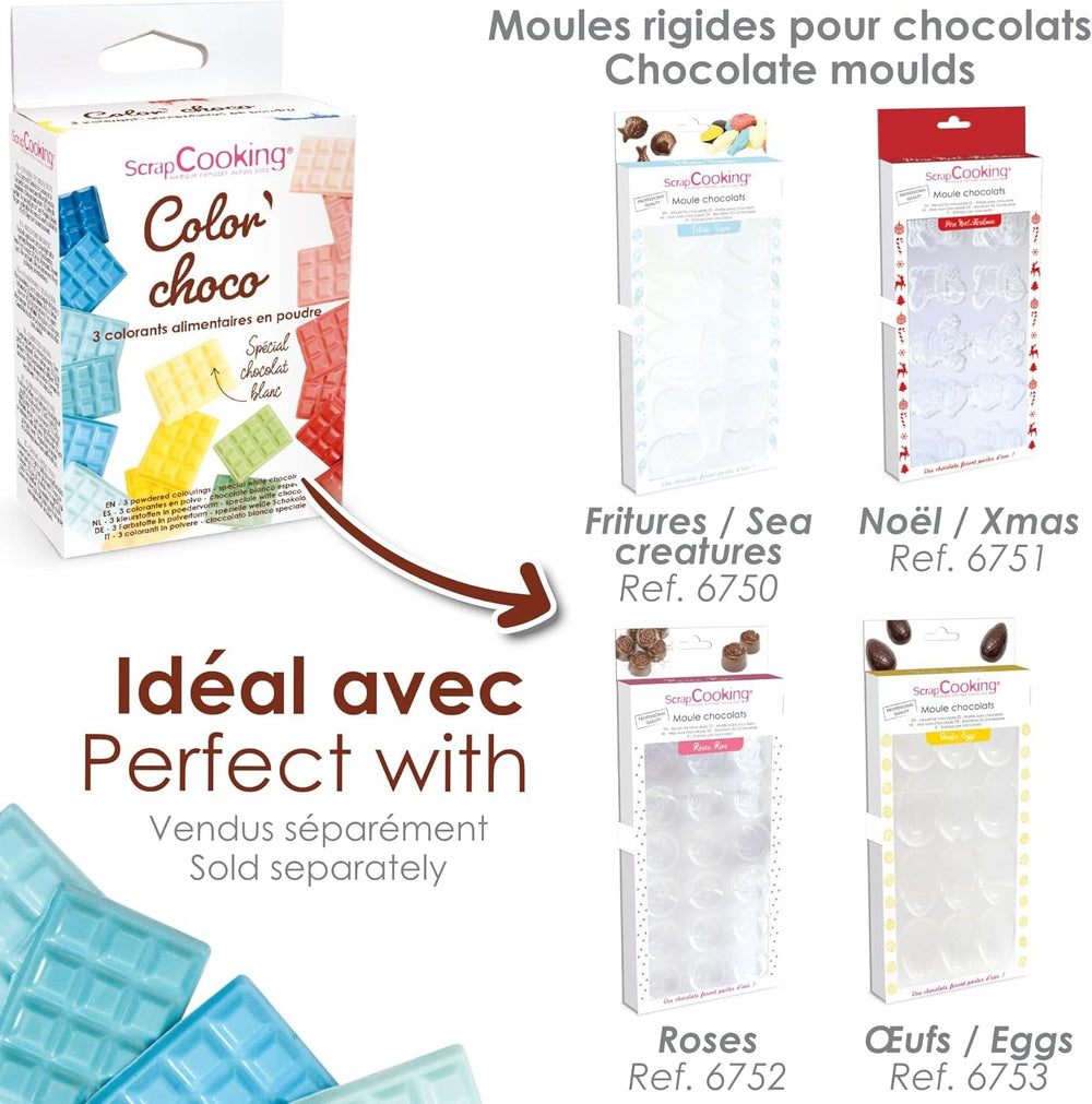 Peinture en poudre soluble dans l'huile de cuisson 4012, rouge, bleu et jaune, poids 15 g, 3 pièces colorées