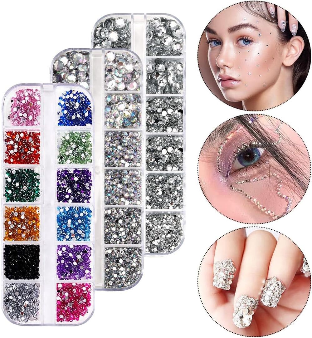 4600 pièces de strass pour ongles, Nagel Glitzersteine ​​​​3 Verschiedene Stil Flache Nail Gems Nägel Steine ​​​​Klein Nagel Steinchen Mit Pinzette et Strass Picker Dotting Pen pour ongles/vêtements/artisanat