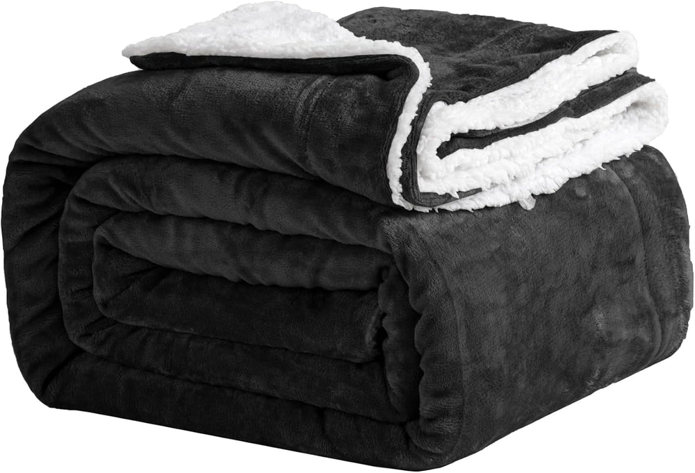 Couverture douillette 150X200Cm noir Couverture polaire Living Sherpa couverture canapé jeté canapé chaud hiver couverture douce (noir, 150X200Cm) Good Nite Beds and Blankets Noir 150X200Cm
