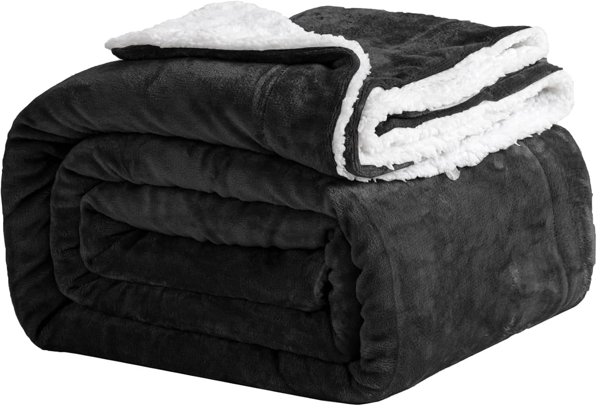 Couverture douillette 150X200Cm noir Couverture polaire Living Sherpa couverture canapé jeté canapé chaud hiver couverture douce (noir, 150X200Cm) Good Nite Beds and Blankets Noir 150X200Cm