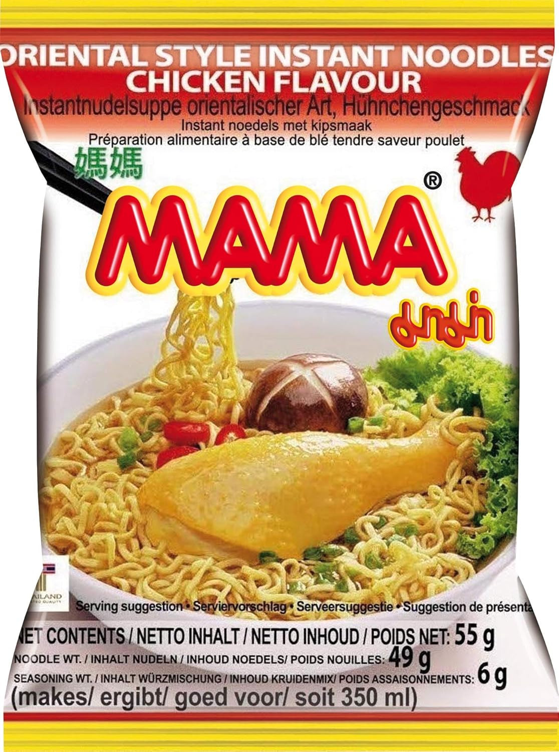 MAMA Nouilles instantanées aromatisées au poulet – Soupe de nouilles instantanées de style oriental – Cuisine thaïlandaise authentique – 24 x 55 g