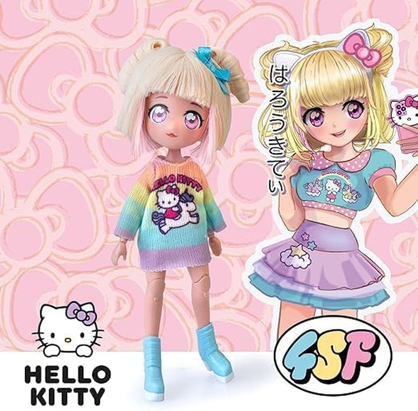 4SF -  Manga Fashion Unicorns, Japanische Fashion Puppe, Figur von 19,5 cm mit 15 Gelenkpunkten, Inklusive Ra-Ra-Rock, Beinstulpen und Haarband mit Ohren, Famosa (HKTF2000)