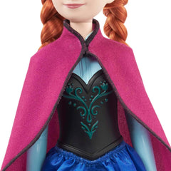 Poupée Mattel Disney Princess Anna, La Reine des Glaces, Cheveux Peignés, Mobile, En Costume de Voyage, Cape Amovible, Cadeaux Disney, Jouet 3 Ans, HLW49 Naty Shop Dolls