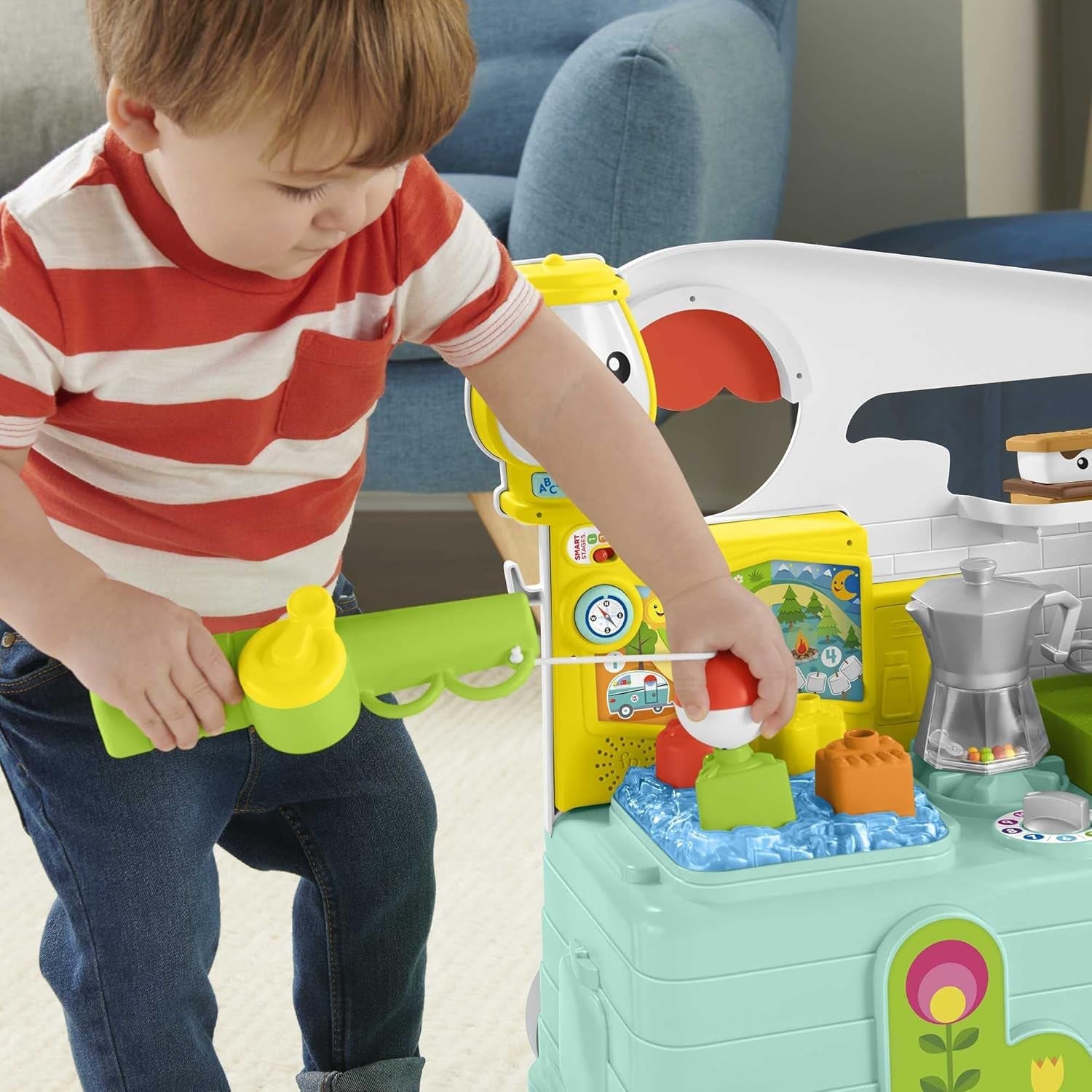 Fisher-Price - Laugh and Learn Camper 3-en-1 Jouet à pousser pour bébé et centre d'activités musicales Jouet pour bébé 9-36 mois HCK51 Jouets pour bébé Naty Shop