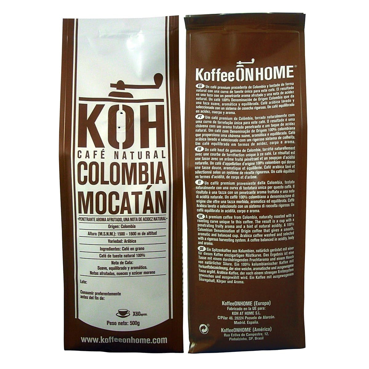 Kaffee Kolumbien Mocatán – Ganze Bohnen – 100 % Arabica – Mélange naturel – Arôme fruité – Spécialité d'origine unique – 500 g de café