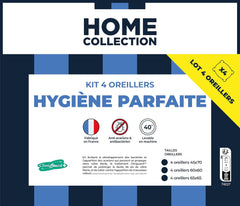 Bleu Câlin Home Collection Lot de 4 oreillers Cliniguard Anti-Acariens Blanc 60X60 Cm Oreillers standards Naty Shop