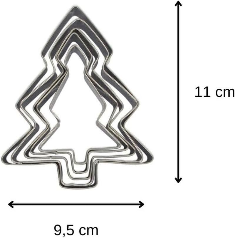 Zenker 44814 Lot de 5 Emporte-pièces Sapin de Noël, Emporte-pièces Sapin de Noël, Emporte-pièce, Acier Inoxydable, Argent, 11 x 9,5 cm