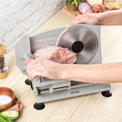 Petra PT4636VDE Trancheuse électrique multifonctionnelle, épaisseur de coupe 1-15 mm, 3 lames lisses en acier inoxydable Déchiqueteuses et trancheuses Naty Shop