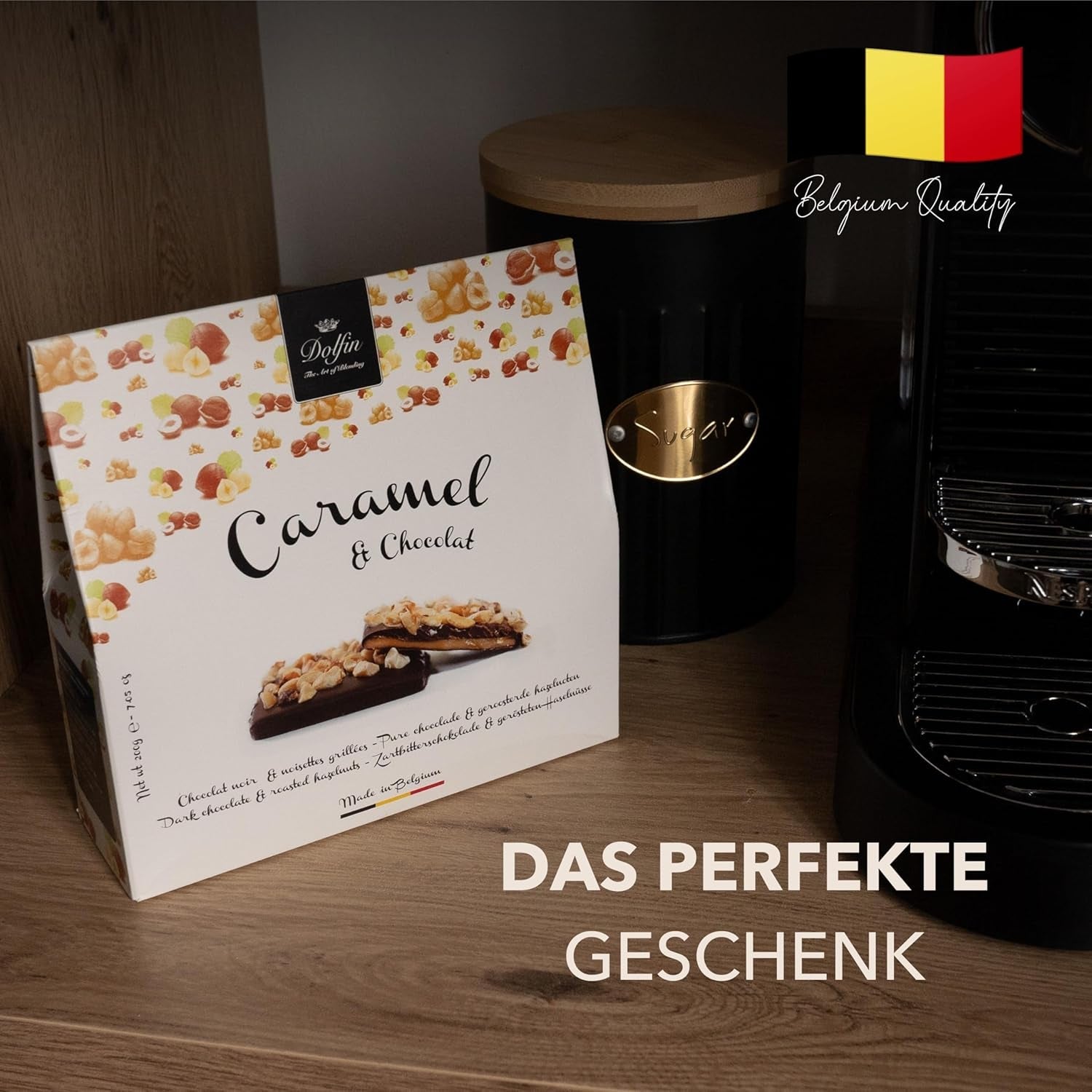 Dolfin Caramel & Ciocolată, fabricat în Belgia, 200 grame Bomboane de Ciocolata Naty Shop