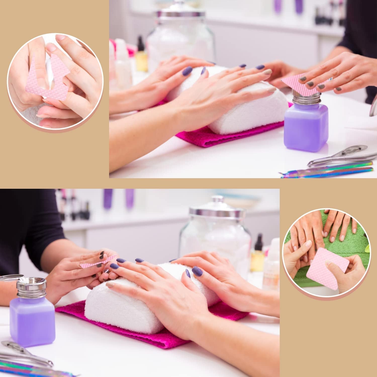 300 pcs Nagellackentferner Pads, Fusselfreie Nägel Wattepads Für Nägel Nagellackentferner Lint Free Nail Wipes Cleaner Gelnägel - Rose