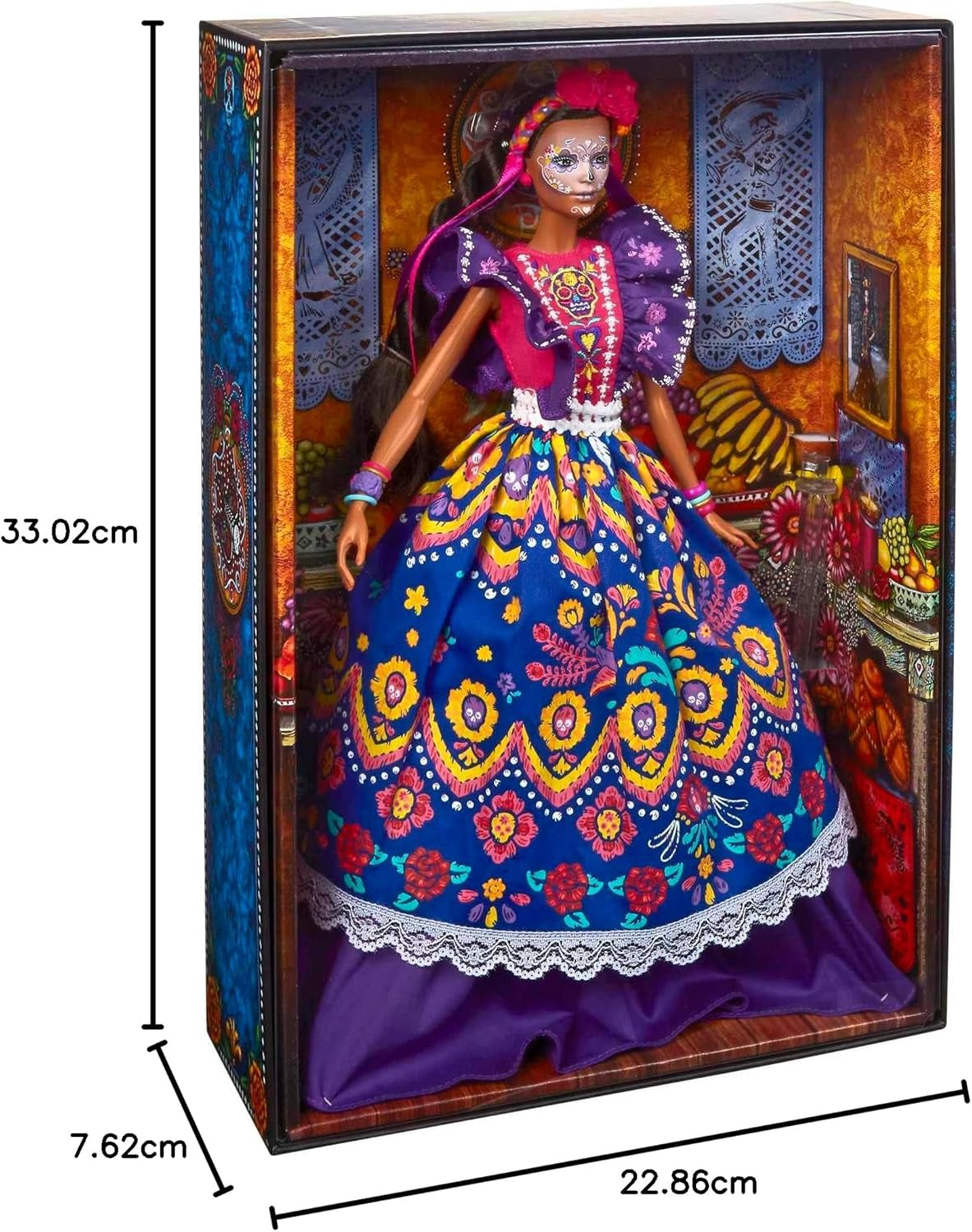 Poupée Barbie Día De Muertos 2022 avec robe traditionnelle à volants, couronne de fleurs et peinture pour le visage Calavera, cadeau pour les collectionneurs