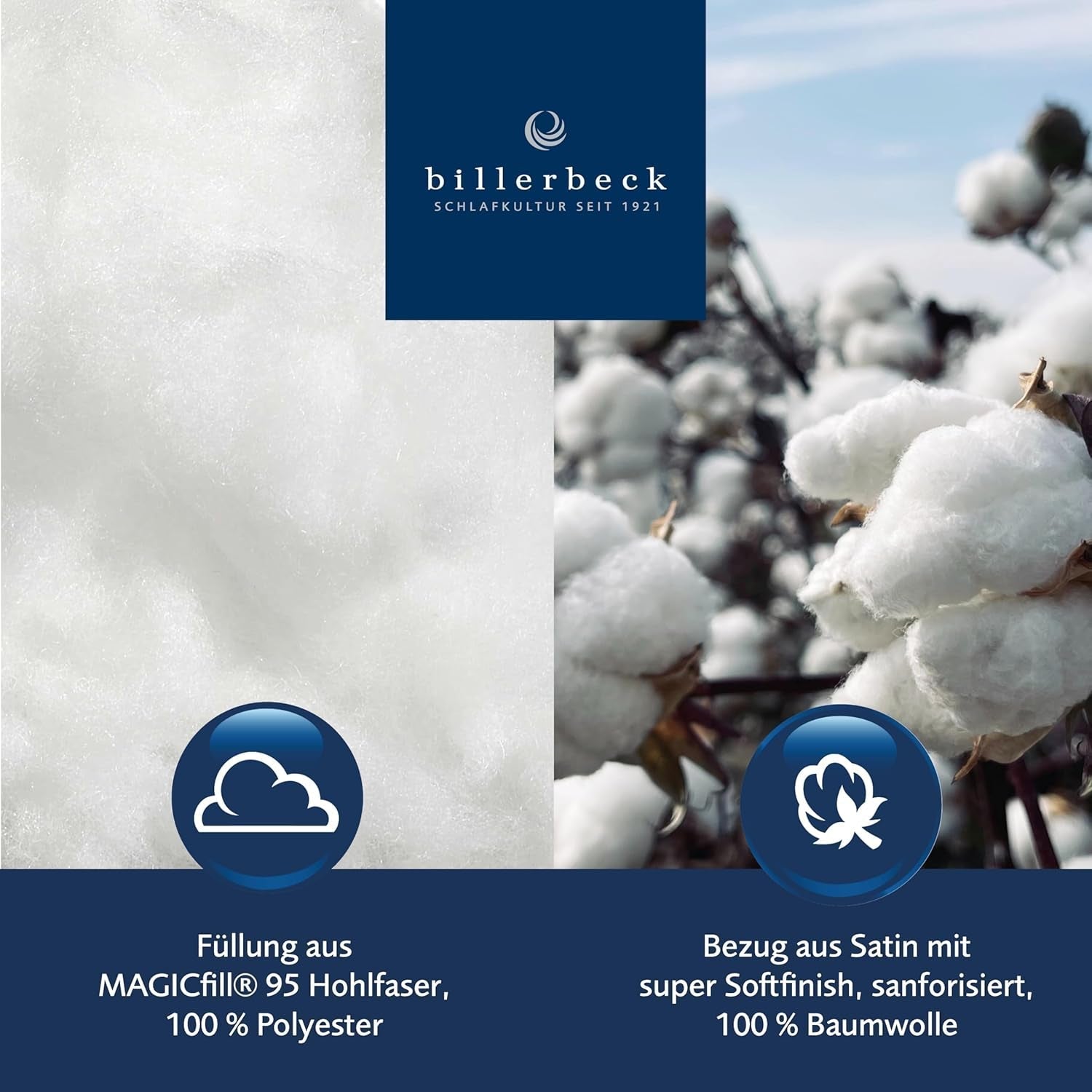 Couette Billerbeck E22 Wash-Star UNO - couette toutes saisons - 135 X 200 cm - couette en fibres - Magicfill® - fibres creuses, 100% polyester - avec Eco Wash-Egg Couettes et couettes Naty Shop