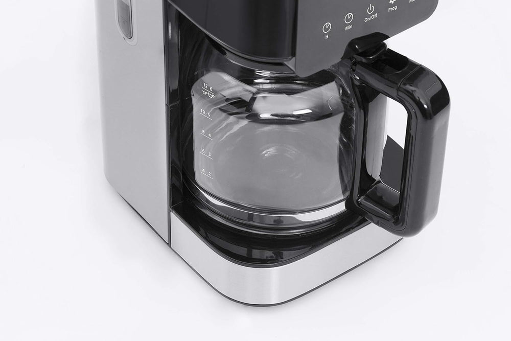Machine à expresso CASO Coffee Taste and Style avec filtre permanent, 1,5 l, température d'infusion optimale 92-96 °C, système anti-goutte, tête d'infusion optimisée, acier inoxydable, 12 tasses