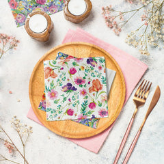 PAW - Serviettes 3 Plis (33 X 33 Cm) I 20 Pièces I Parfaites pour les Anniversaires, Fêtes, Mariages, Communions et Fêtes I Décorations de Table Serviettes en Papier Colorées - Fleurs Colorées Flore I Composition Florale