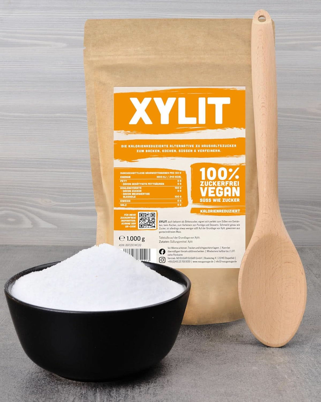 Xilitol premium cu putere de îndulcire 1:1 în comparație cu zahărul, 1kg Indulcitori Naty Shop