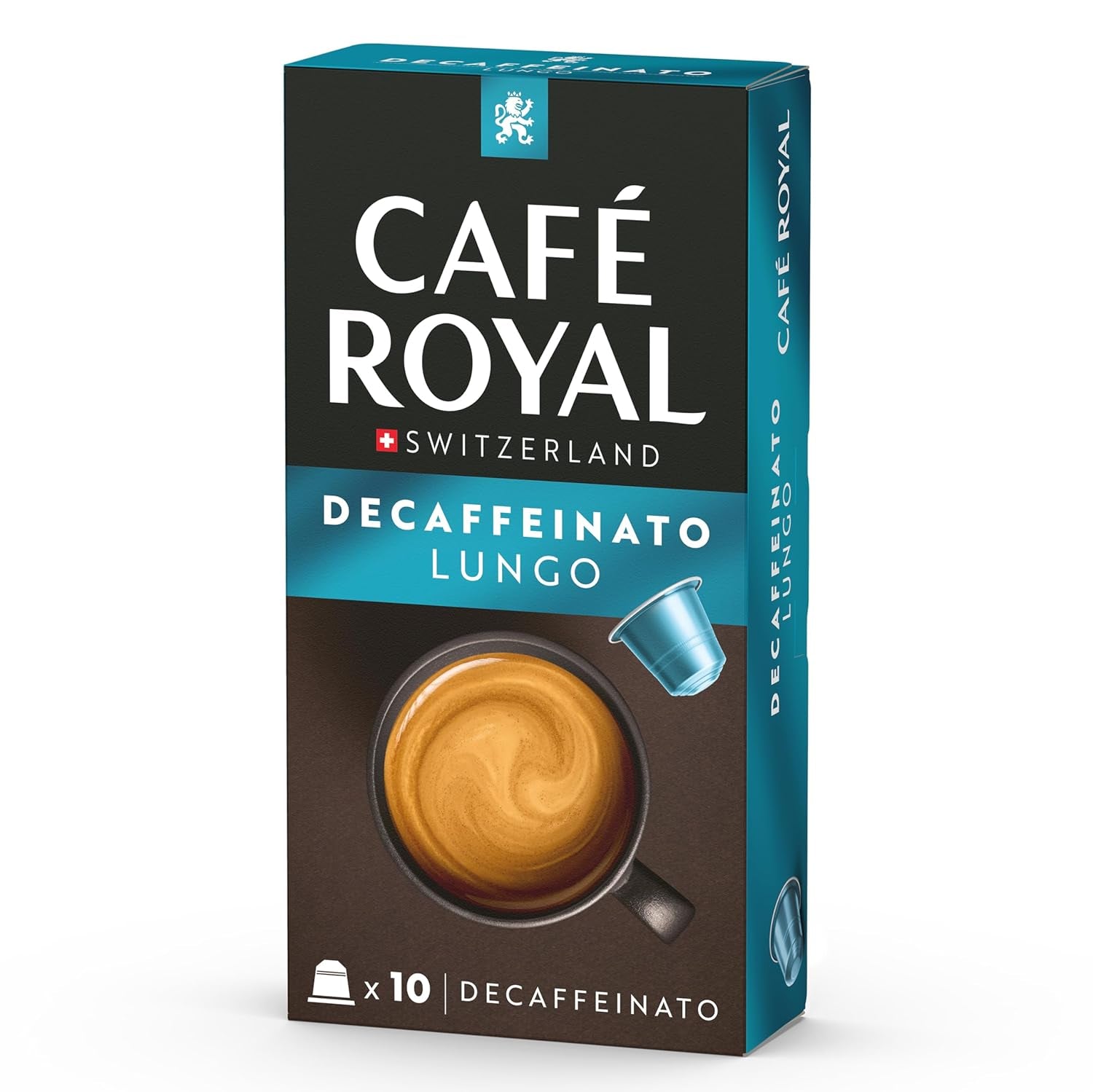 Café Royal Lungo Decaffeinato – Capsules de café compatibles Nespresso®, 100 % Arabica, Intensité 5/12, Rainforest Alliance, décaféiné, 100 capsules
