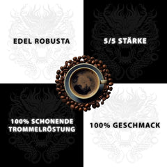 Black Dragon Espresso 100% Robusta - Grains de café torréfiés extra forts - Café très fort et corsé à haute teneur en caféine - Expresso très fort