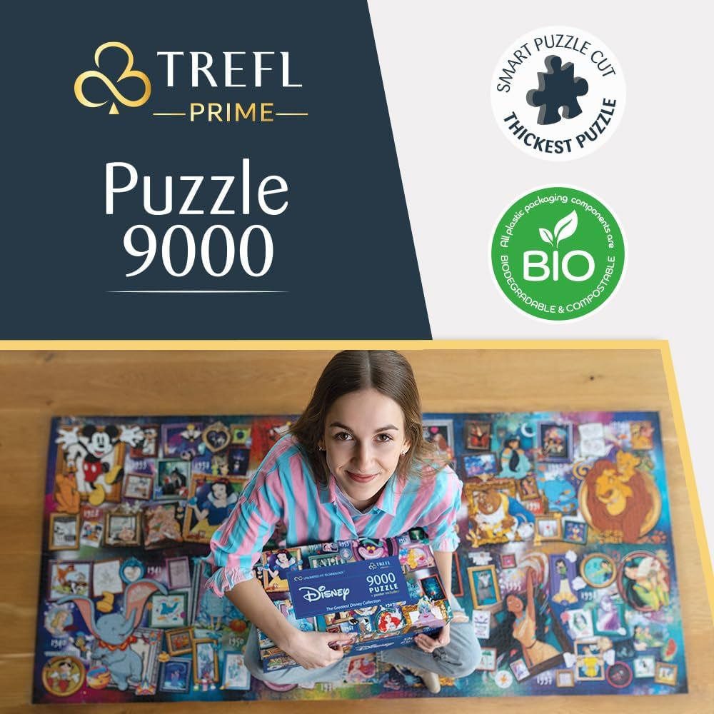 Trefl 81020 9000 piese, Puzzle jigsaw mare, Cel mai gros carton, Organic, EKO, Colaj cu personaje de basm, Divertisment pentru adulți și copii de la 12 ani, Disney, cea mai mare colecție Disney Puzzle Naty Shop