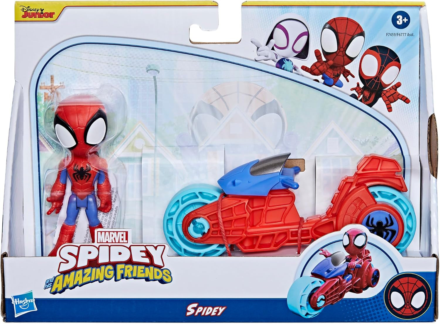 SPIDEY et SES AMAZING FRIENDS Marvel Spidey Motorcycle Figure Jouet pour garçons et filles à partir de 3 ans Figurines d'action Naty Shop