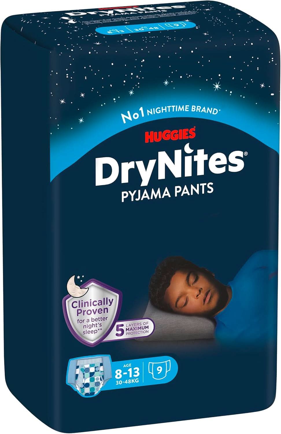 Couches de nuit super absorbantes Huggies Drynites, pour garçons 8-13 ans (30-48 kg), 9 pcs Mère et Enfant Naty Shop