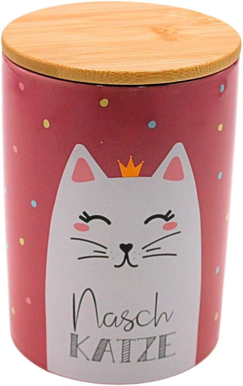 Dekohelden24 Boîte de rangement élégante en céramique/café/aliments frais/biscuit Hüftgold. La raison : paresseux. Dimensions : H/Ø 15,6 x 11 cm. Boîtes de conservation des aliments Naty Shop Chat