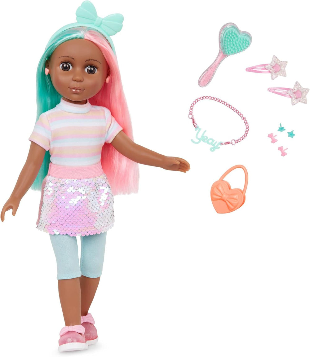 Glitter Girls - Luma - 36 cm Bewegliche Modepuppe - Lila Haare & einzigartige lila Augen - Haarverlängerung, Schleife, Clips & buntes Outfit - 36 cm Puppen & Zubehör - 3 Jahre +