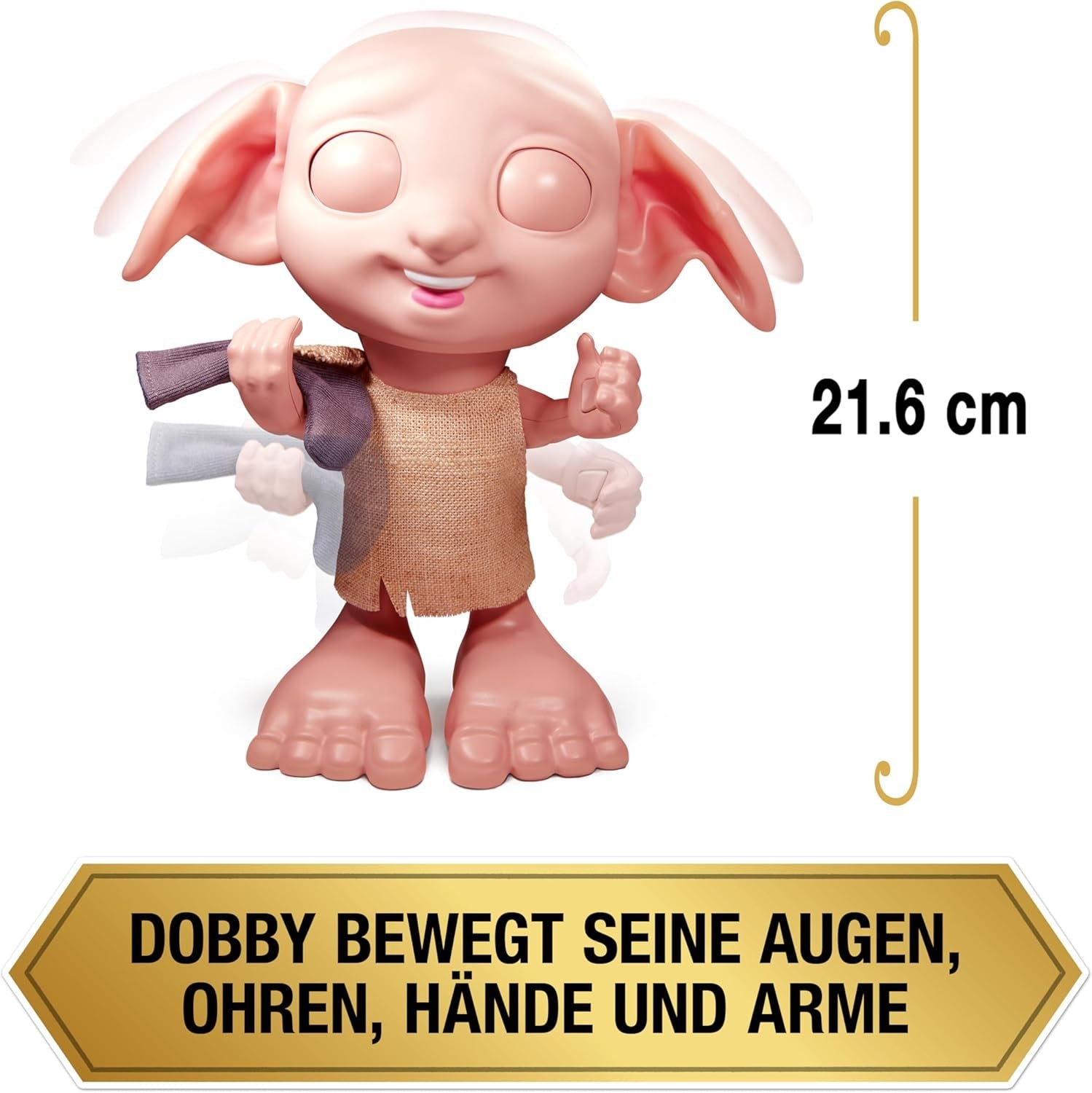 Wizarding World Harry Potter - Poupée interactive Dobby House Elf avec plus de 30 sons, phrases et mouvements, allemand-italien, jouet pour 6 ans, article de fan Dolls Naty Shop