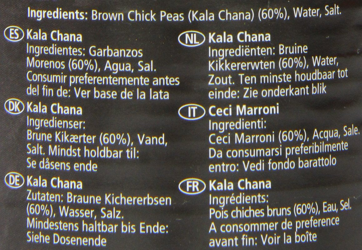 - Pois chiches bruns (en conserve), paquet de 12 (12 x 400g)