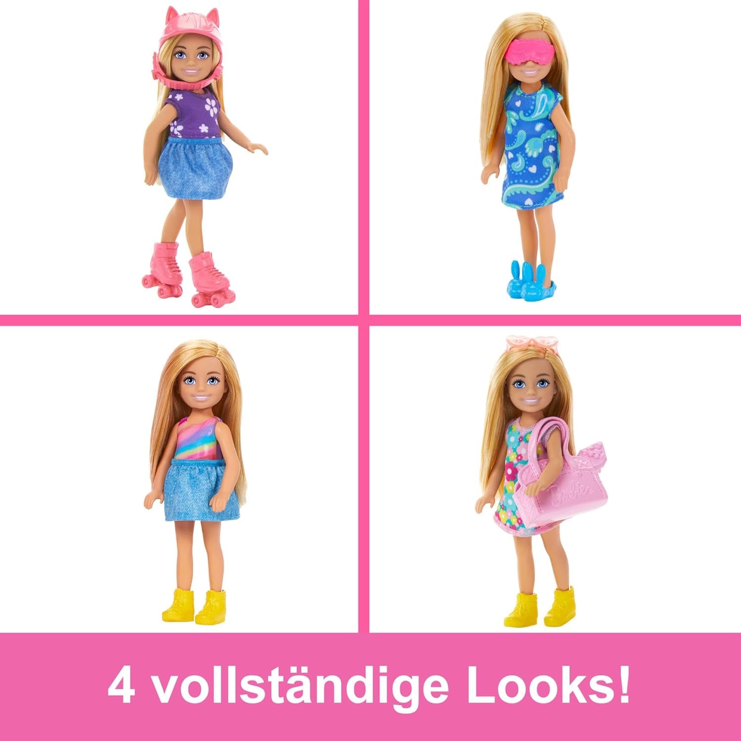 Barbie Chelsea Poupée et armoire de jeu avec vêtements et accessoires, ensemble de 17 pièces, pliable pour le jeu de voyage et le rangement, HXN03 Naty Shop Dolls