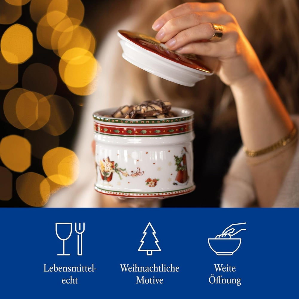 Villeroy & Boch - Petite boîte de rangement Winter Bakery Delight, boîte à biscuits de Noël en céramique, boîte de Noël, boîte à biscuits, boîte à biscuits, boîte en céramique avec couvercle, boîte à bonbons, boîtes de conservation en porcelaine premium Naty Shop