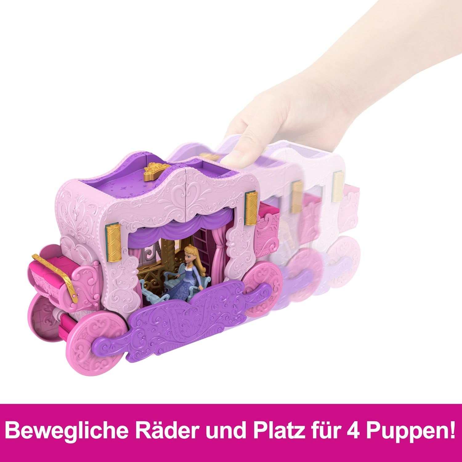 Mattel Disney Princess Transforming Playset Carriage to Castle avec poupée Little Aurora, 3 niveaux, 6 aires de jeu, 4 figurines, meubles et accessoires HWX17 Naty Shop Dolls