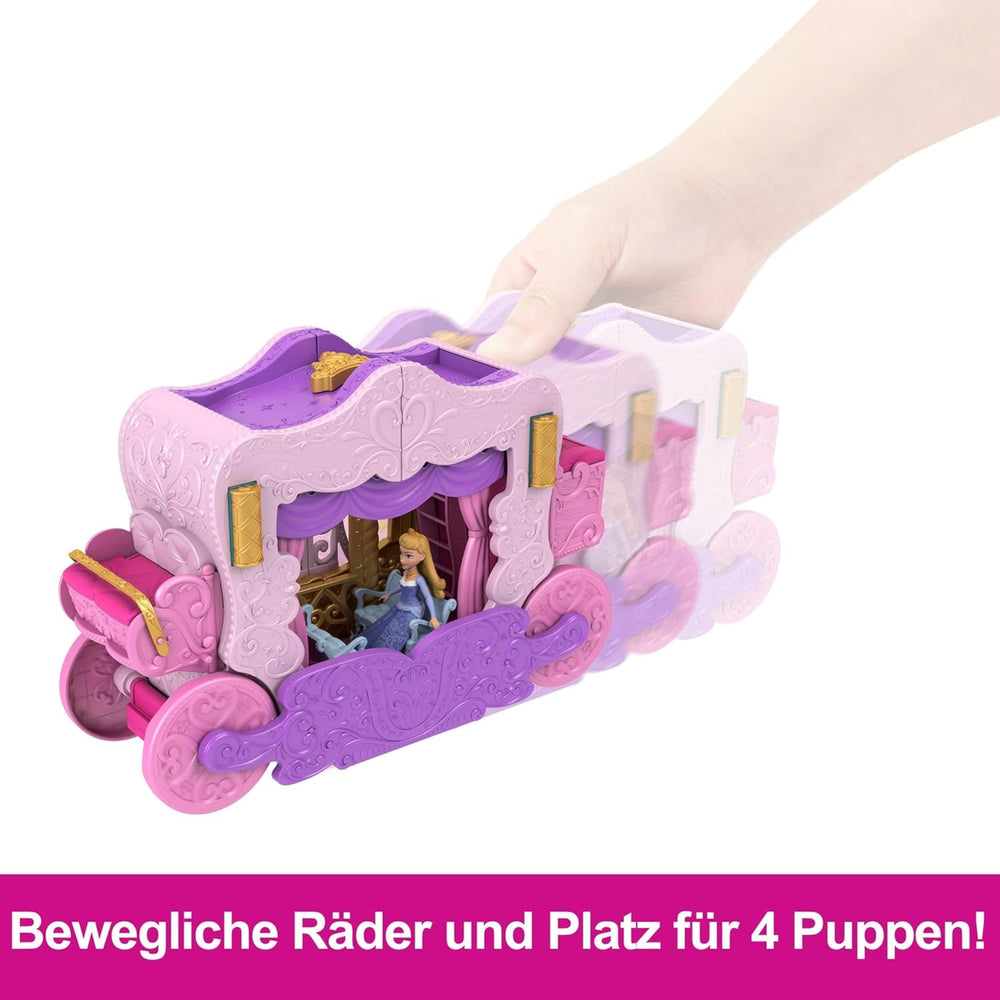 Mattel Disney Princess Transforming Playset Carriage to Castle avec poupée Little Aurora, 3 niveaux, 6 aires de jeu, 4 figurines, meubles et accessoires HWX17 Naty Shop Dolls