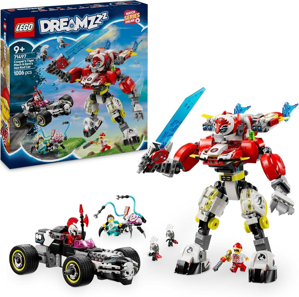 LEGO Dreamzzz Cooper's Tiger Mech et Zero's Hot Rod Car Jouet voiture pour enfants de 9 ans, garçons et filles, cadeau 2 en 1 Mech et figurine 71497 Ensembles de construction Besuche den LEGO-Store Default Title